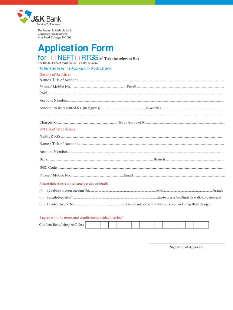 J K Bank Deposit Slip PDF  Form