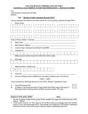 Lic Fund Transfer Mandate Form