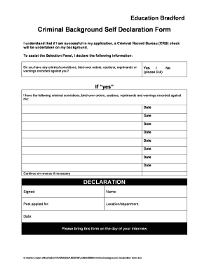 Criminal Background Self Declaration Form Tes Tes Co