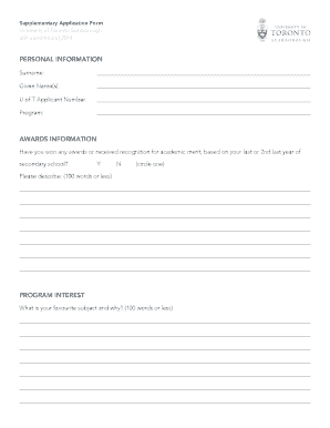 University of Toronto Application Form