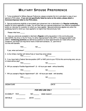 Military Spouse Form