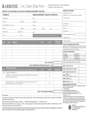 Arbonne Order Form PDF Uk
