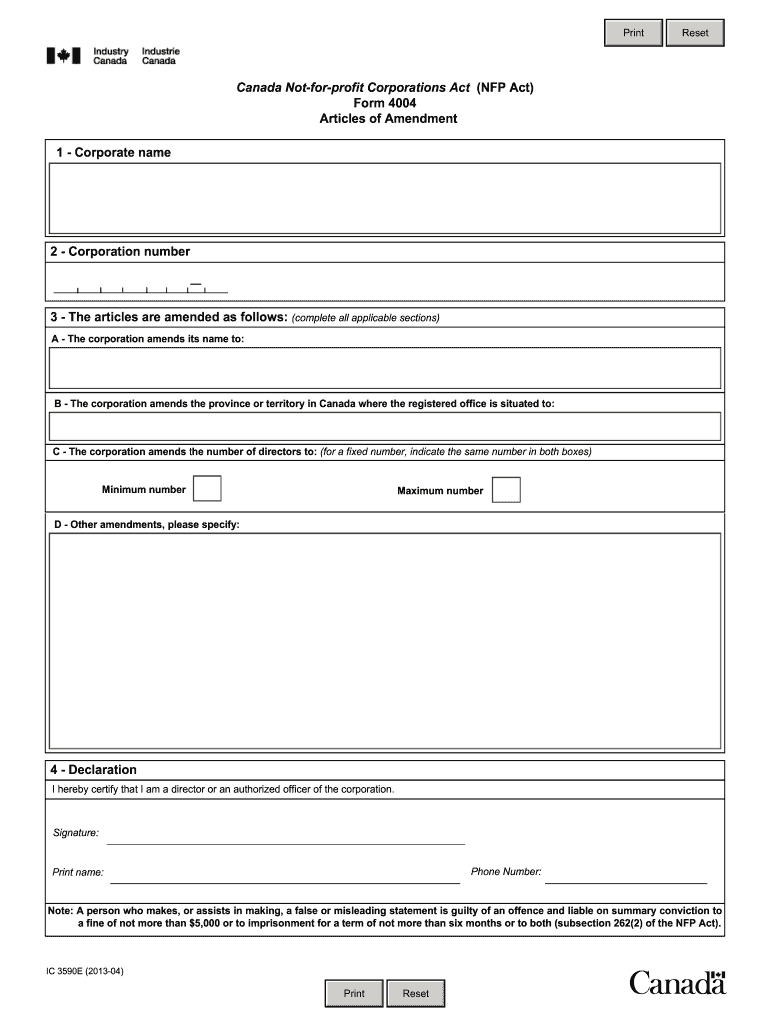 Form 4004  Articles of Amendment  Ic Gc