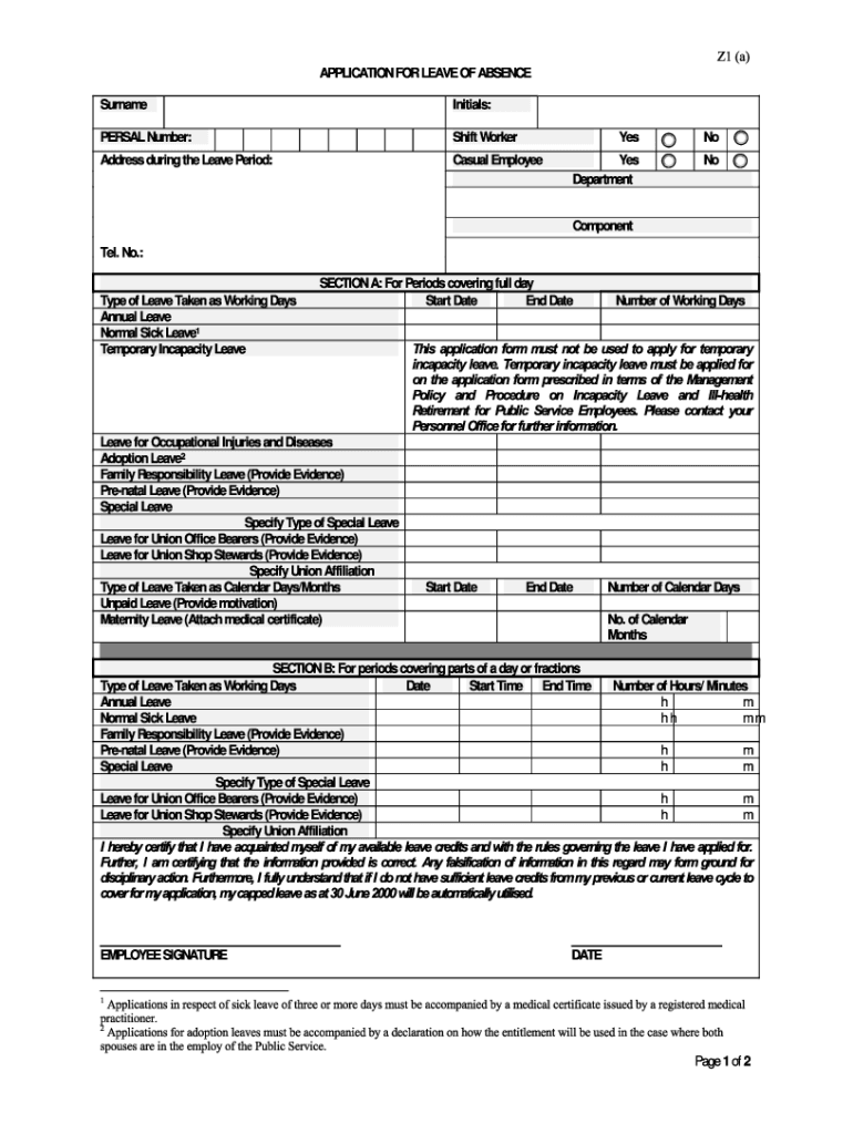  Leave Form 2013-2024