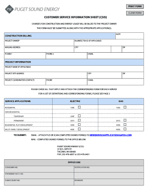  Customer Service Information Sheet Csis Puget Sound Energy 2012-2024