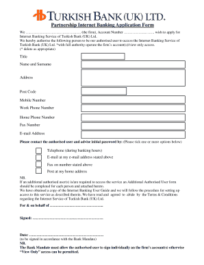 Account Opening Form Turkiye Bankasi