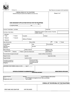 Philippine Visa Application Form
