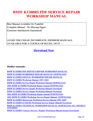 Bmw K1200rs Owners Manual PDF  Form