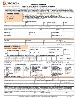 Vessel Registration Application Georgia DNR Wildlife Resources  Form