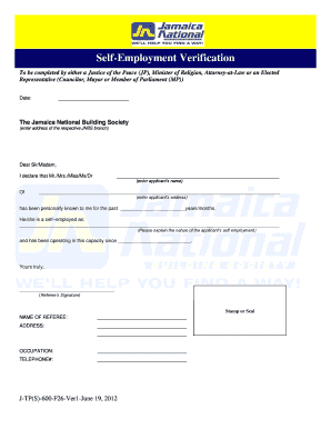 Self Employment Verification Form