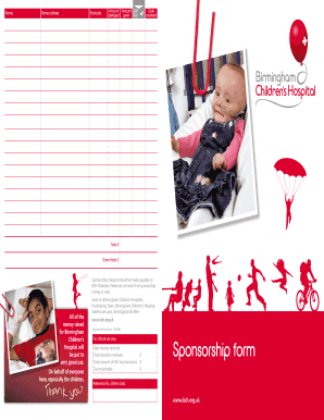 Download a Sponsorship Form Now Birmingham Children&amp;#39;s Hospital Bch Org