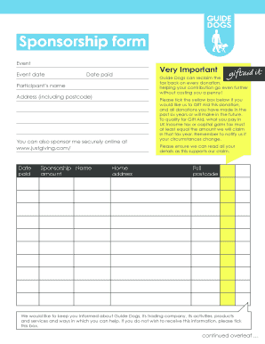 Dog Sponsor Form