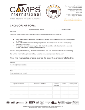Camp International  Form