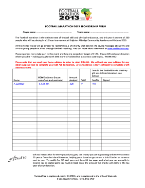Tackle Africa Sponsorship Form PDF