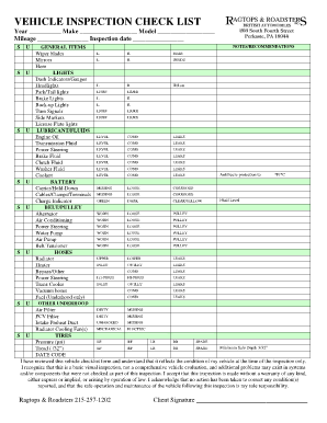 Vehicle Safety Inspection Checklist Template  Form