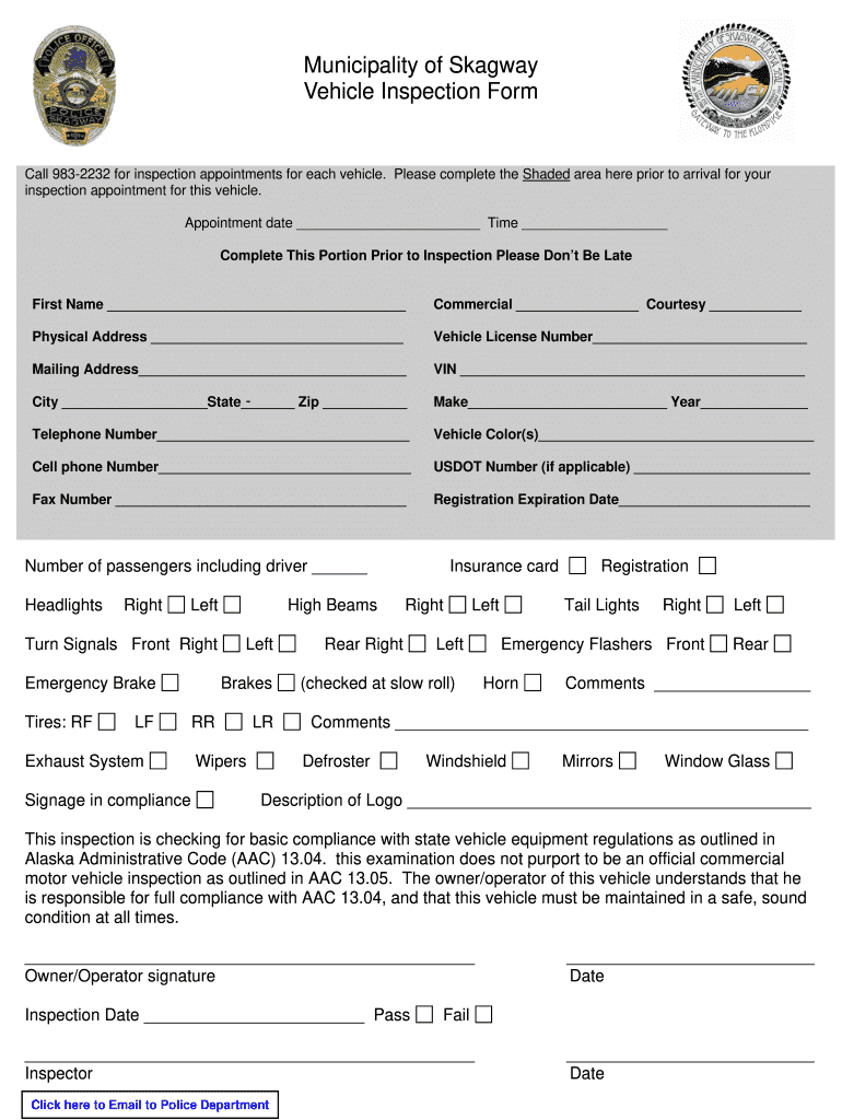 Police Officers Inspection Sheetdoc Form