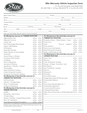 Elite Warranty  Form