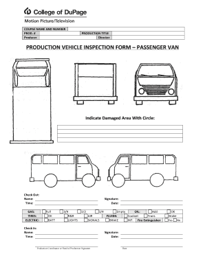 PRODUCTION VEHICLE INSPECTION FORM PASSENGER VAN Cod