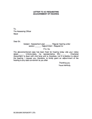 Adjournment Letter Format for Gst