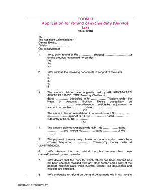 Form R Service Tax