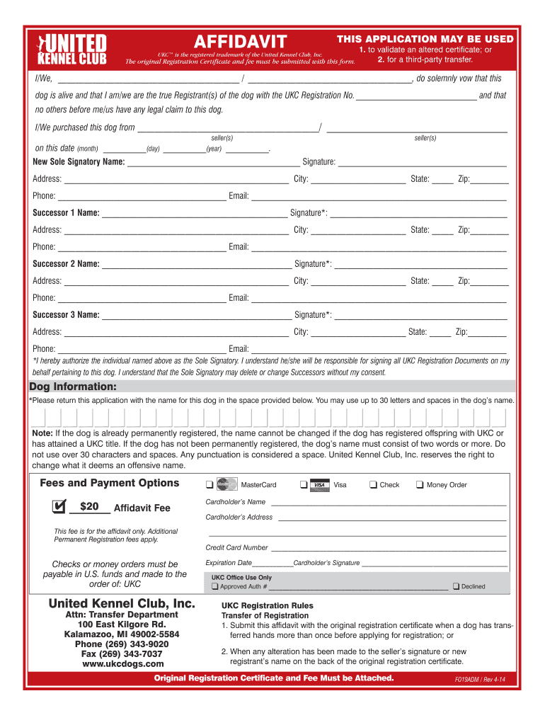 Get and Sign Ukc Affidavit Form 2014-2022