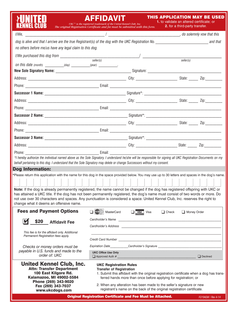  Ukc Affidavit Form 2014-2024