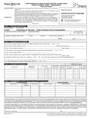 Supplementary Health and Hospital Claim Form Opseu OPTrust