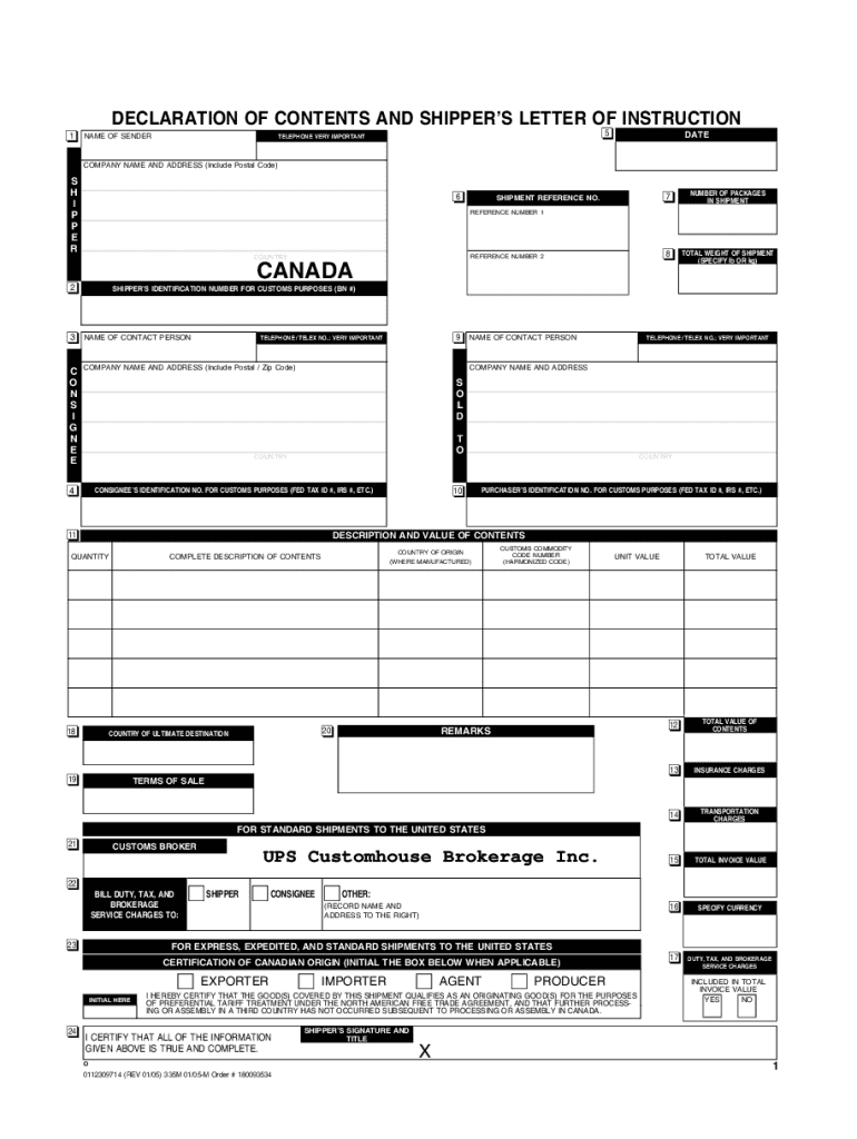 Get and Sign Declaration of Contents 2004-2022 Form
