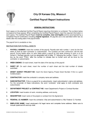 Kansas City Certified Payroll Report Form