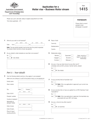 1415 Application for a Visitor Visa Business Visitor Stream  Form