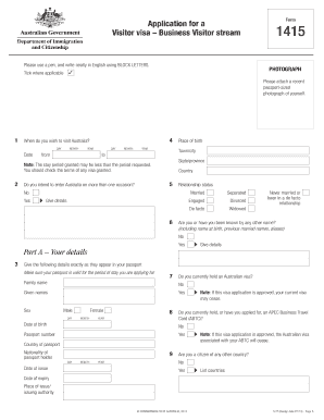 1415 Application for a Visitor Visa Business Visitor Stream Form