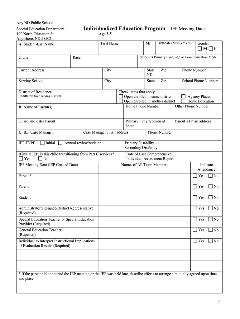 Iep Templates  Form