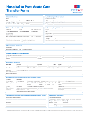 Interact Hospital to Post Acute Care Transfer Form Stratis Health Stratishealth