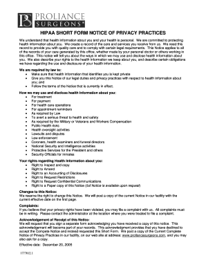 Printable HIPAA Notice of Privacy Practices  Form