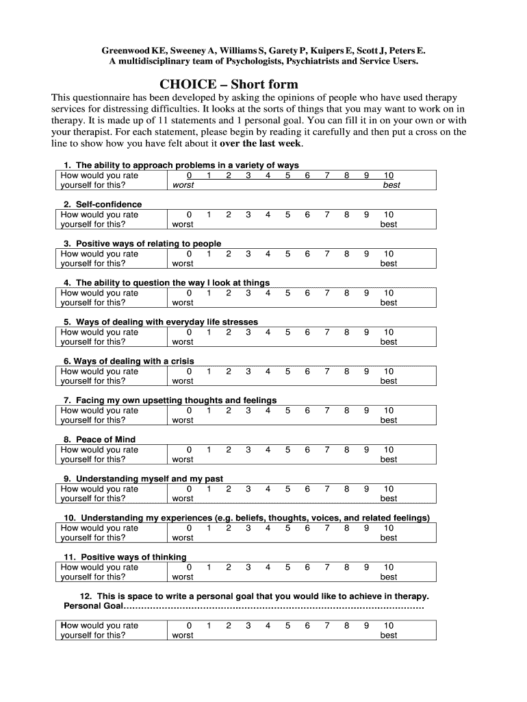 Print Choice Psychosis Form