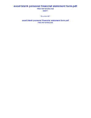 Fillable Personal Financial Statement Excel  Form