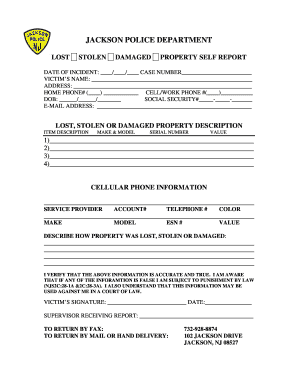 Jackson Township Police Reports Online  Form