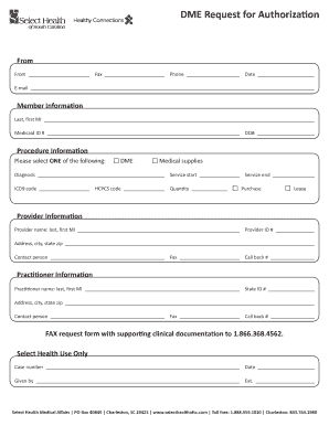 Dme Request Form