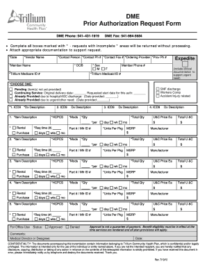 DME Prior Authorization Form Trillium Community Health Plan