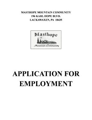 Masthope Mountain Community Job Application PDF Form