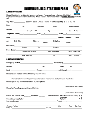 Mission Trip Registration Form Clover