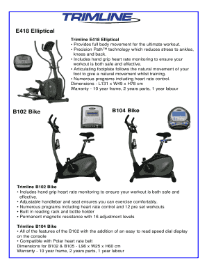 Trimline Exercise Bike  Form