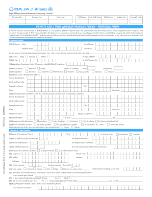 Bajaj Allianz Proposal Form for Ownership Transfer