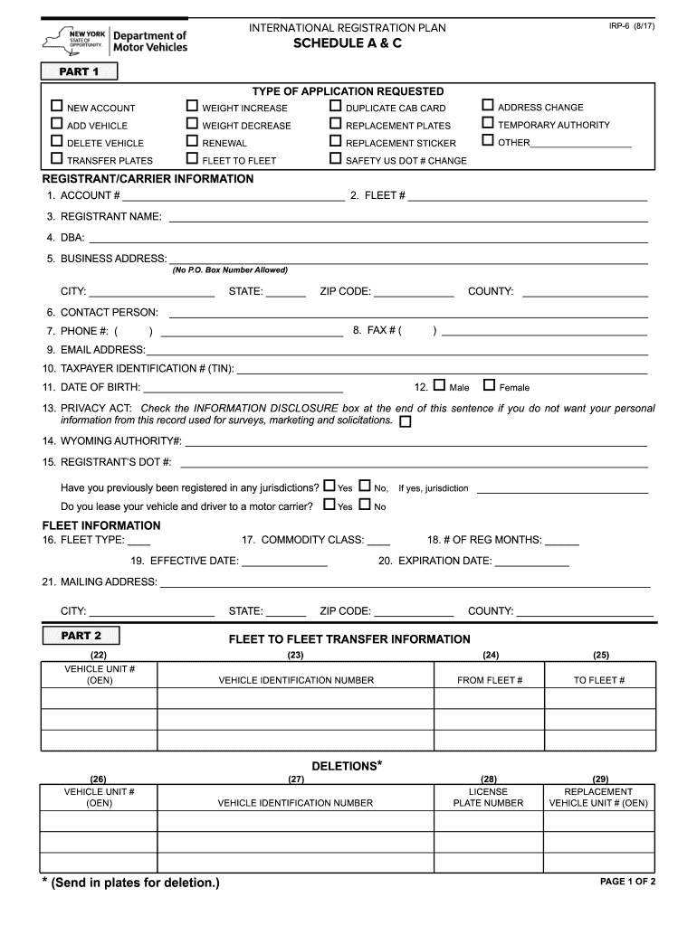  International Registration Plan Schedule a &amp; C IRP 6 2015