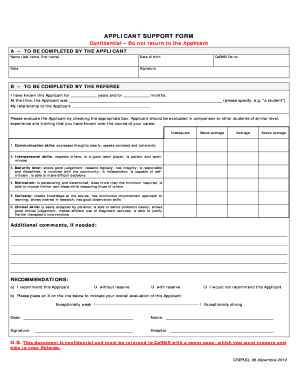 Applicant Support Form Carms