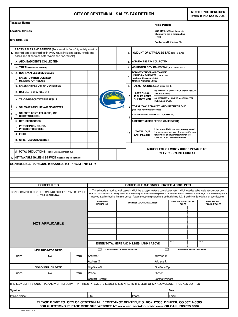  Centennial Sales Tax 2011