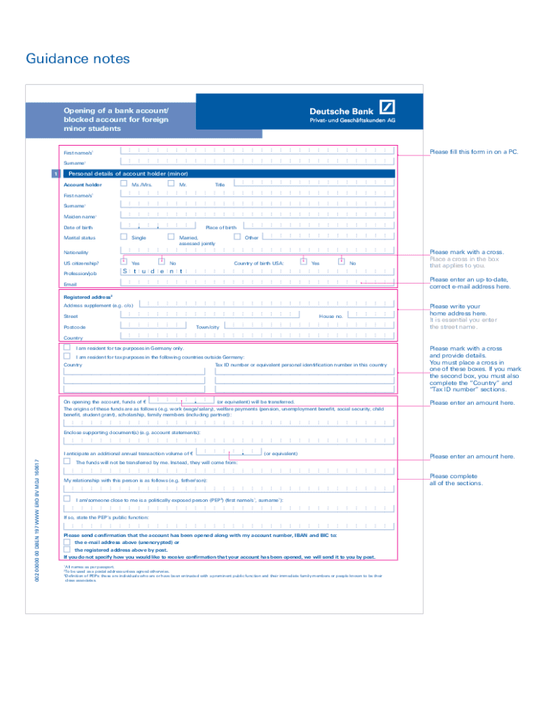 Deutsche Bank Account Opening Form PDF