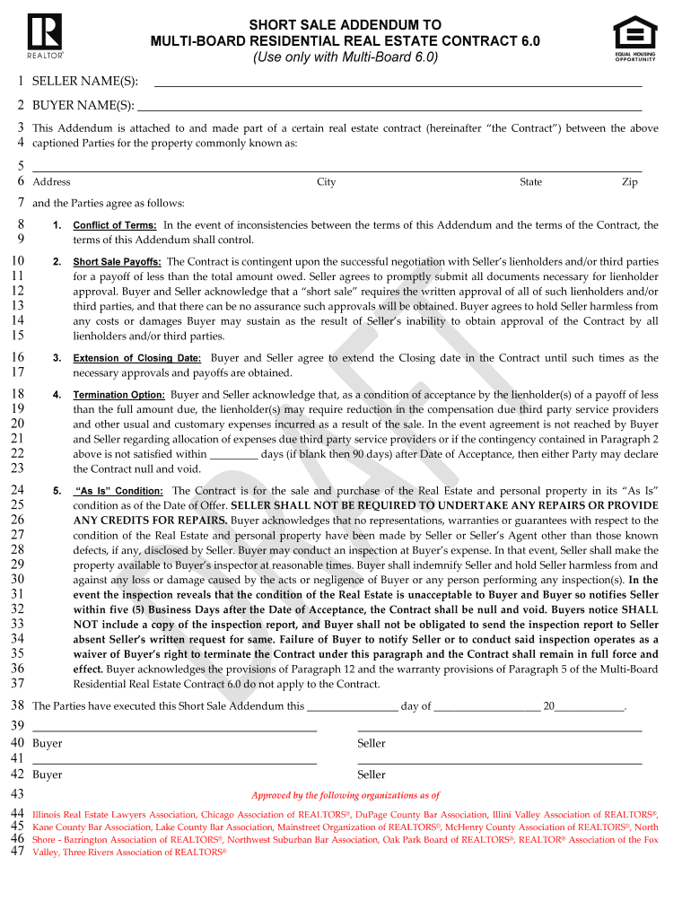 SHORT SALE ADDENDUM to MULTI BOARD RESIDENTIAL    Irela  Form