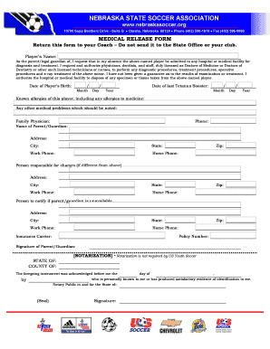 Medical Release Form Capital Soccer Association