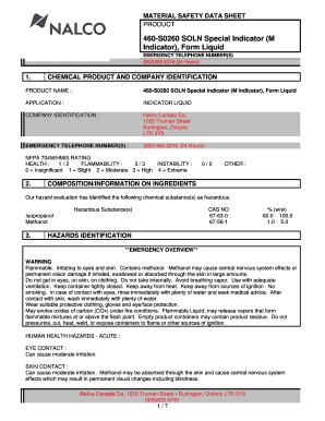 Nalco 460 S0260  Form